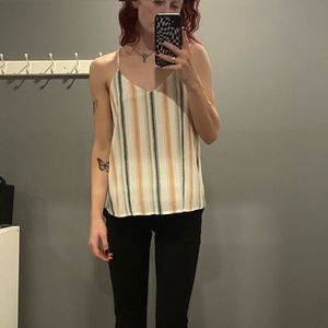 Striped Razorback tank top with zipper